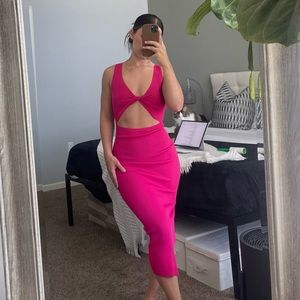Hot pink midi dress